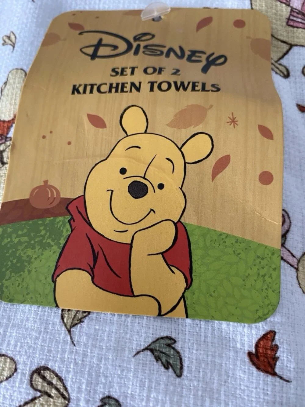 2 Pack Disney Winnie The Pooh Piglet Autumn Fall Leaves Kitchen Towels 16 X 26”